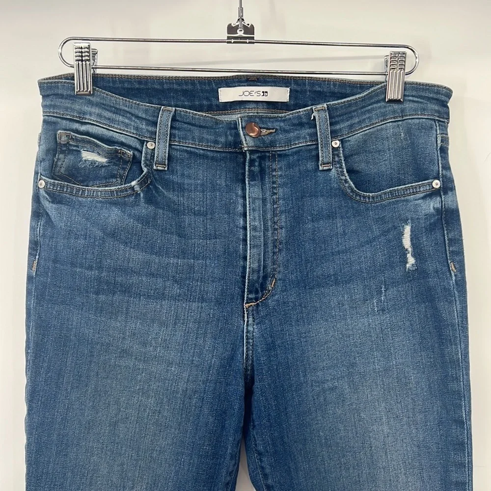 Joe's Jeans Womens 31 High Rise Ankle Skinny Medium Wash Distressed Cotton Denim